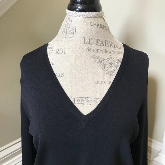 Theory Britona Lustrate Oversized Sweater Womens Medium Black V-Neck Long Sleeve - Picture 7 of 11